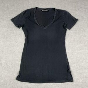 Groceries Apparel T-Shirt Womens S Black V-Neck Short Sleeve Organic Cotton Top